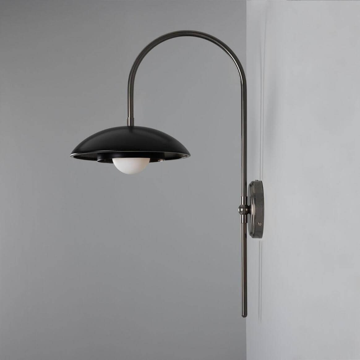 Mullan - Marrakesh Art Deco Arc Wall Light 60cm IP20 - Antique Silver And Powder Coated Matte Black Finish