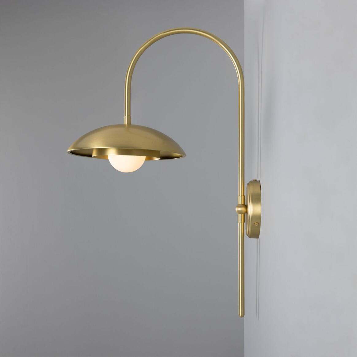 Mullan - Marrakesh Art Deco Arc Wall Light 60cm IP20 - Satin Brass Finish