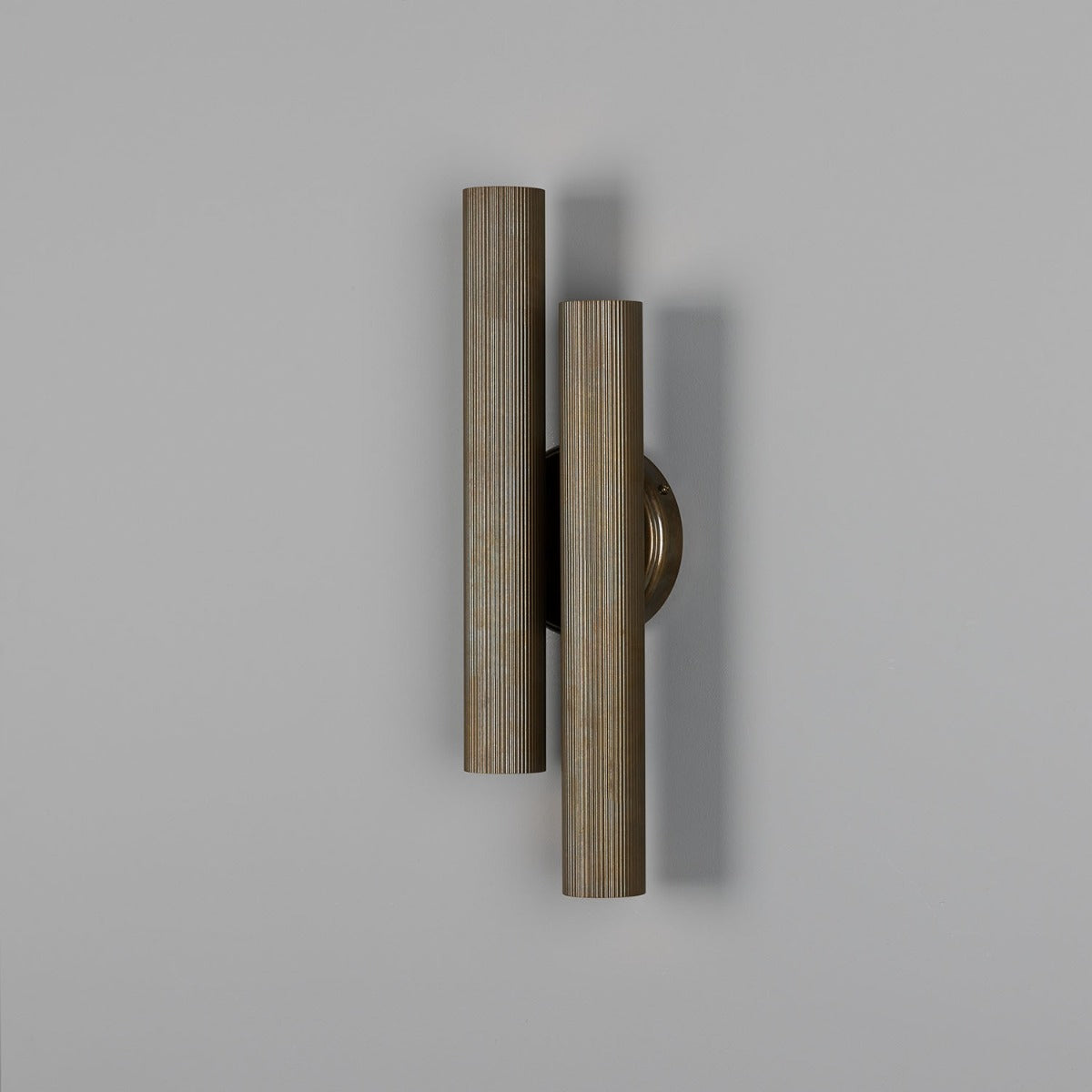 Mullan - Royce Modern Reeded Brass Double Wall Light 42cm IP20 - Antique Brass Finish