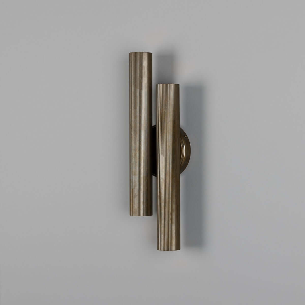 Mullan - Royce Modern Reeded Brass Double Wall Light 42cm IP20 - Antique Brass Finish