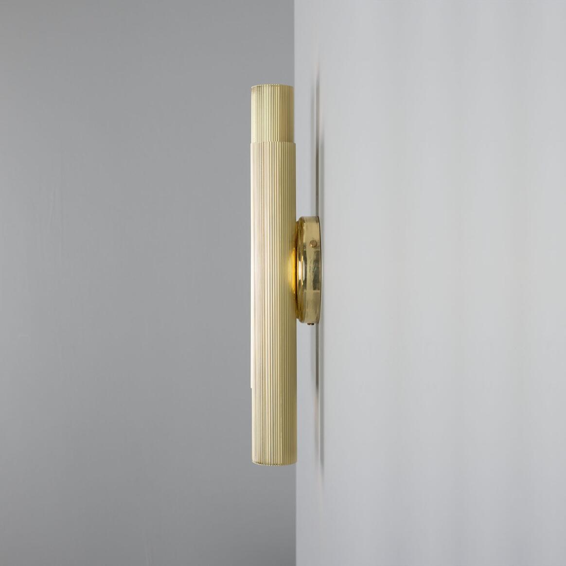 Mullan - Royce Modern Reeded Brass Double Wall Light 42cm IP20 - Polished Brass Finish