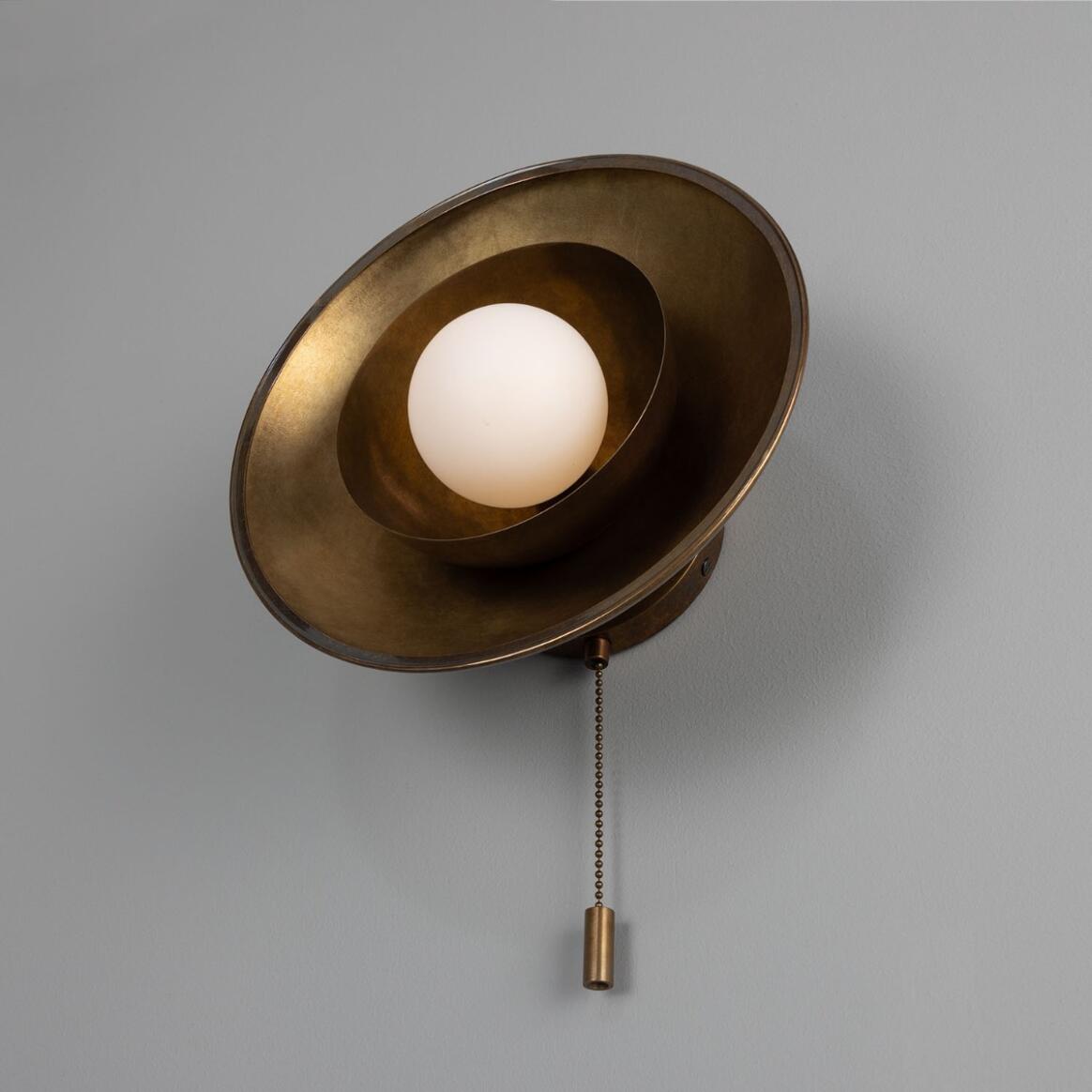 Mullan - Marrakesh Art Deco Wall Light with Pull Chain 25cm IP20 - Antique Brass Finish