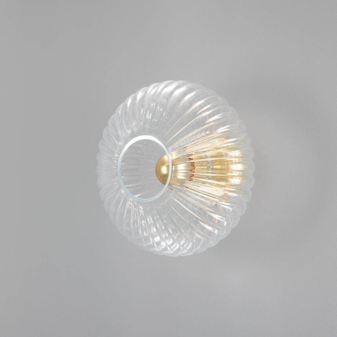 Mullan - Neith Oval Reeded Glass and Brass Wall Light 30cm IP20 - Satin Brass Finish