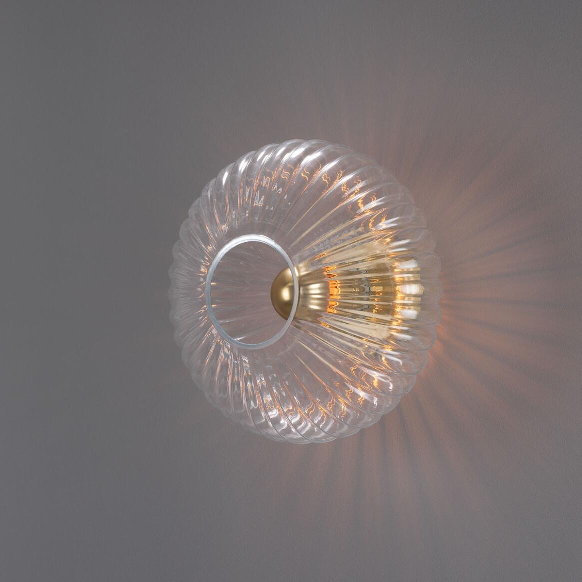 Mullan - Neith Oval Reeded Glass and Brass Wall Light 30cm IP20 - Satin Brass Finish