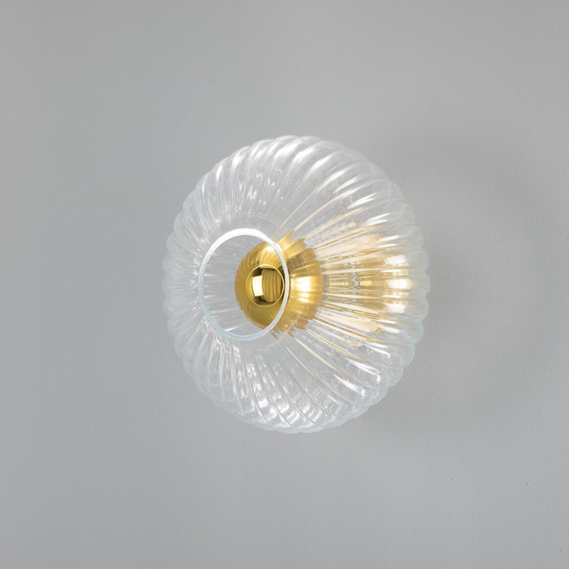 Mullan - Neith Oval Reeded Glass and Brass Wall Light 30cm IP20 - Satin Brass Finish