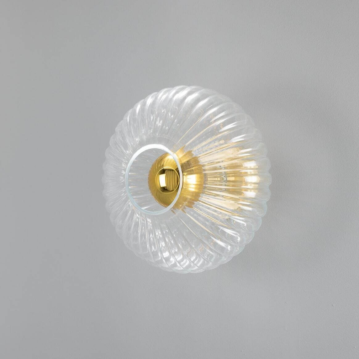 Mullan - Neith Oval Reeded Glass and Brass Wall Light 30cm IP20 - Satin Brass Finish