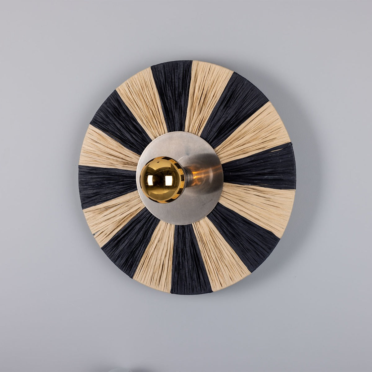 Mullan - Vernon Raffia Striped Wall Light 54cm IP20 - Antique Silver Finish