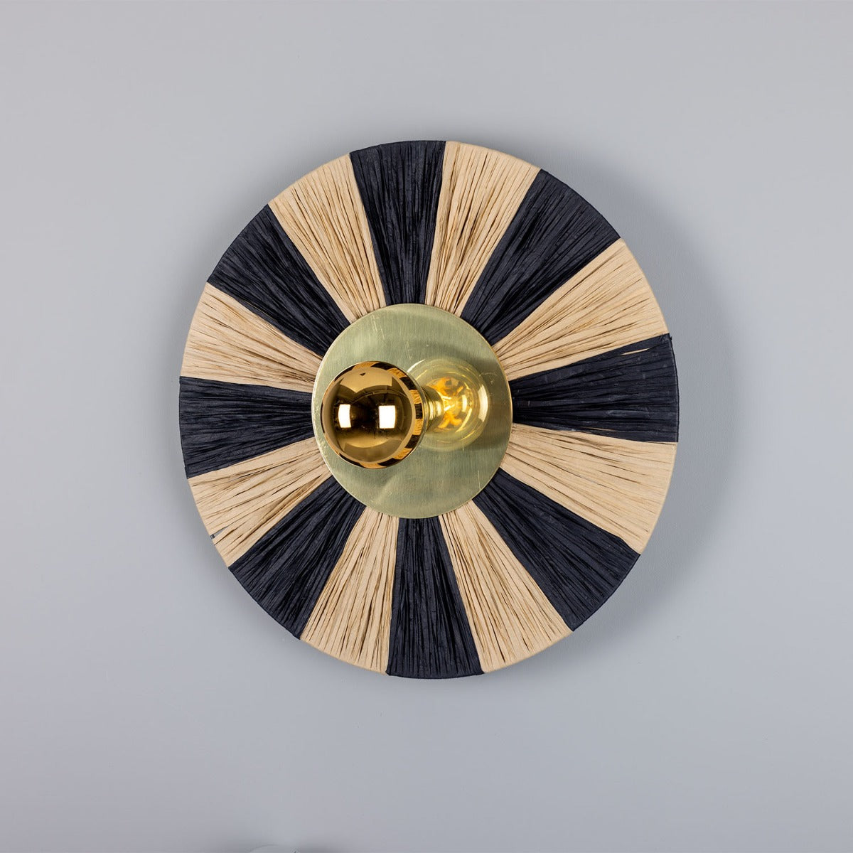 Mullan - Vernon Raffia Striped Wall Light 54cm IP20 - Polished Brass Finish