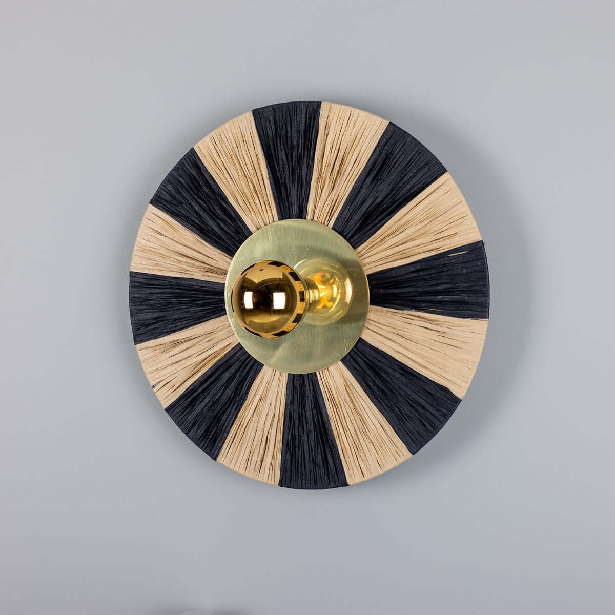 Mullan - Vernon Raffia Striped Wall Light 54cm IP20 - Polished Brass Finish