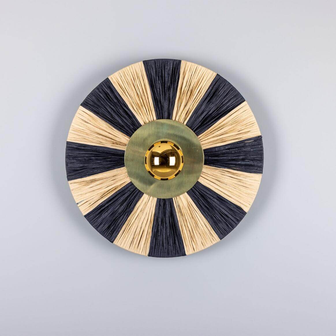 Mullan - Vernon Raffia Striped Wall Light 54cm IP20 - Polished Brass Finish
