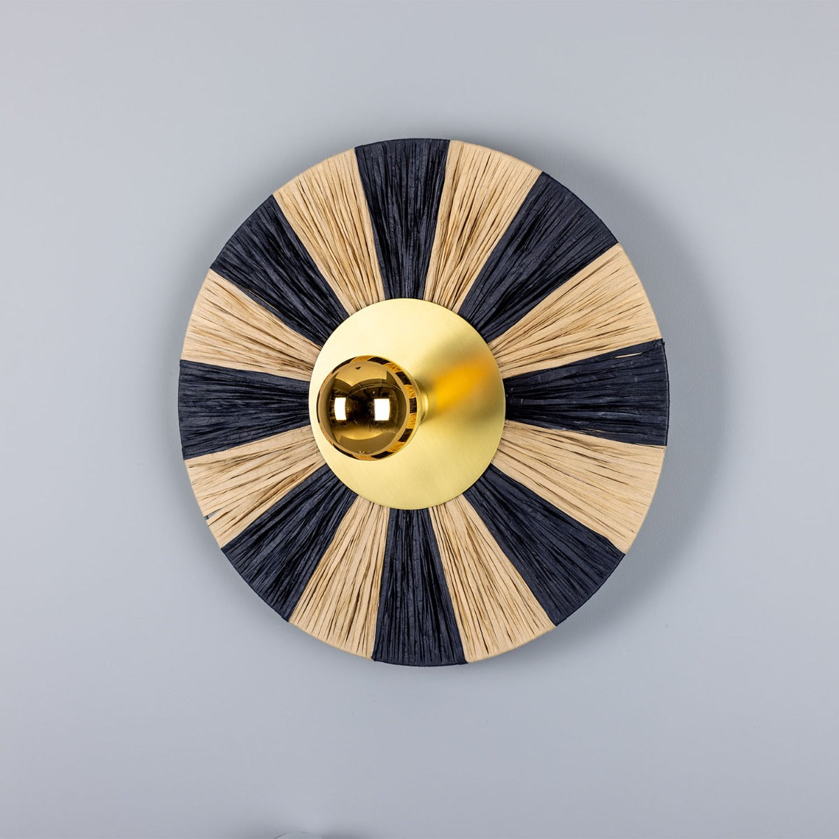 Mullan - Vernon Raffia Striped Wall Light 54cm IP20 - Satin Brass Finish