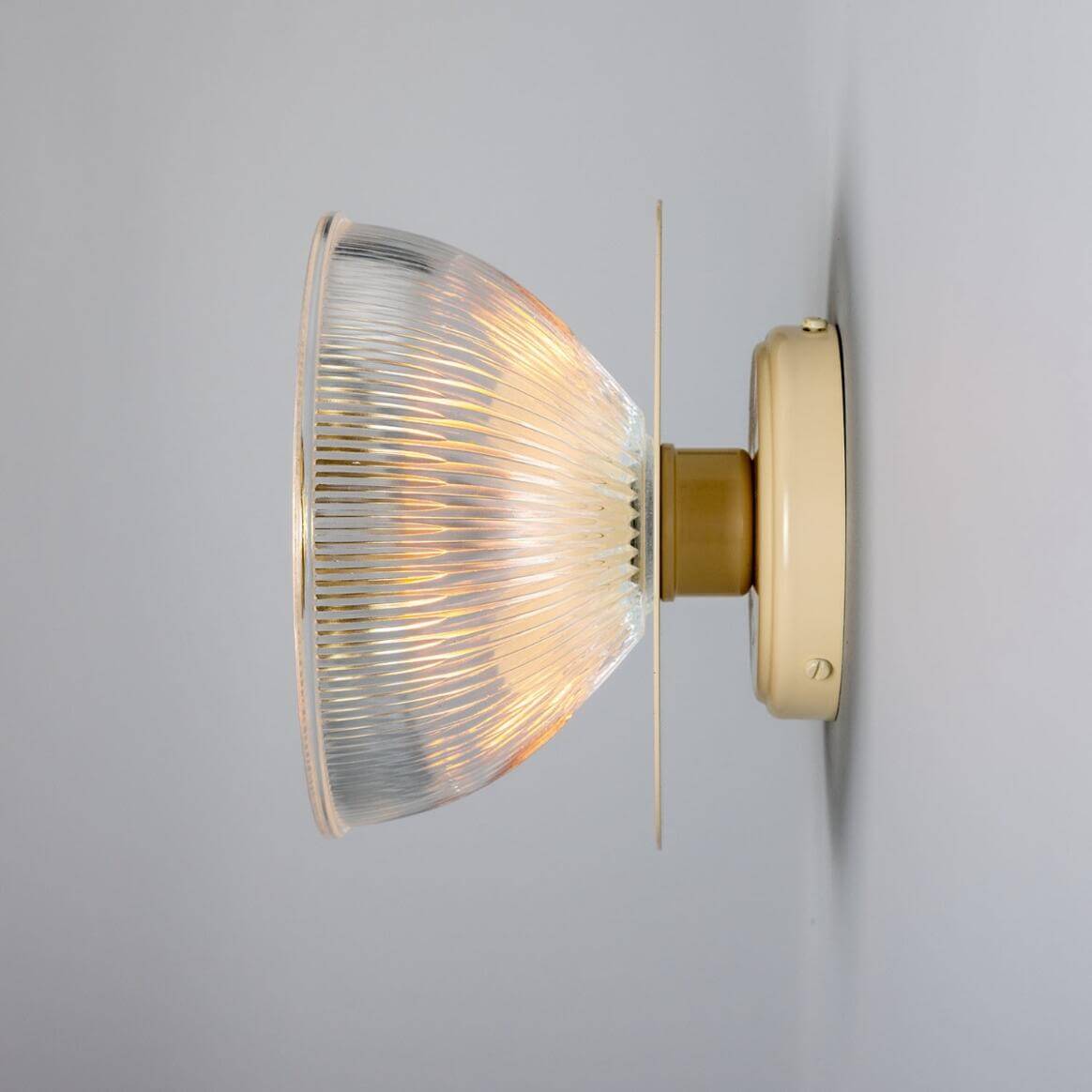 Mullan - Eclipse Coloured Brass and Prismatic Glass Dish Wall Light 20cm IP20 - Vanilla Cream Finish