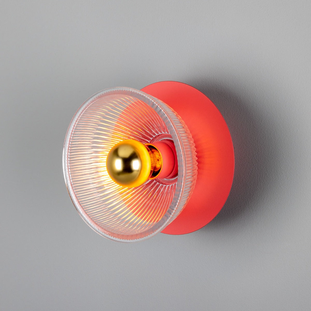 Mullan - Eclipse Coloured Brass and Prismatic Glass Dish Wall Light 20cm IP20 - Antique Pink Finish