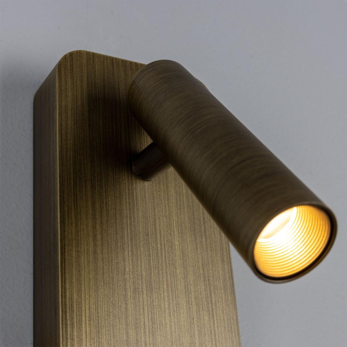 Mullan - Burnaby LED Wall Adjustable Reading Light with USB-A Port 22.5cm IP20 - Brushed Bronze Finish