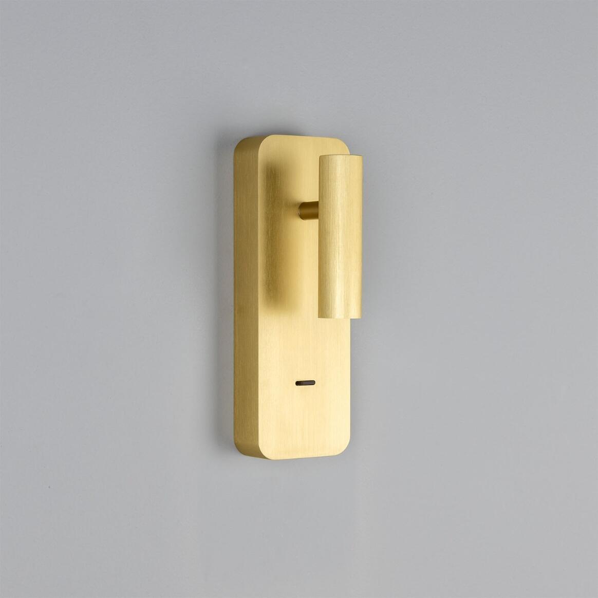 Mullan - Burnaby LED Wall Adjustable Reading Light with USB-A Port 22.5cm IP20 - Brushed Gold Finish