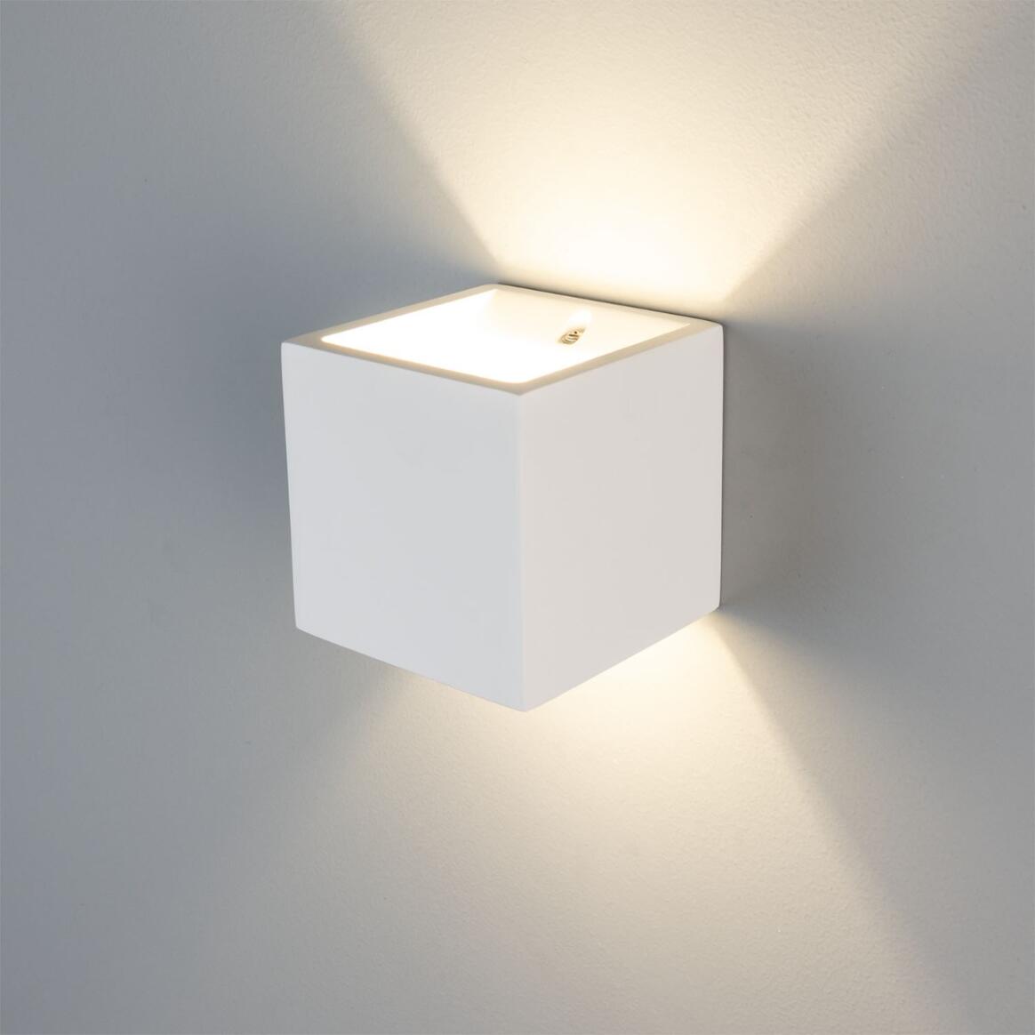 Mullan - Lisbon Up Down Cube Plaster Wall Light 11.5cm IP20 - White Finish