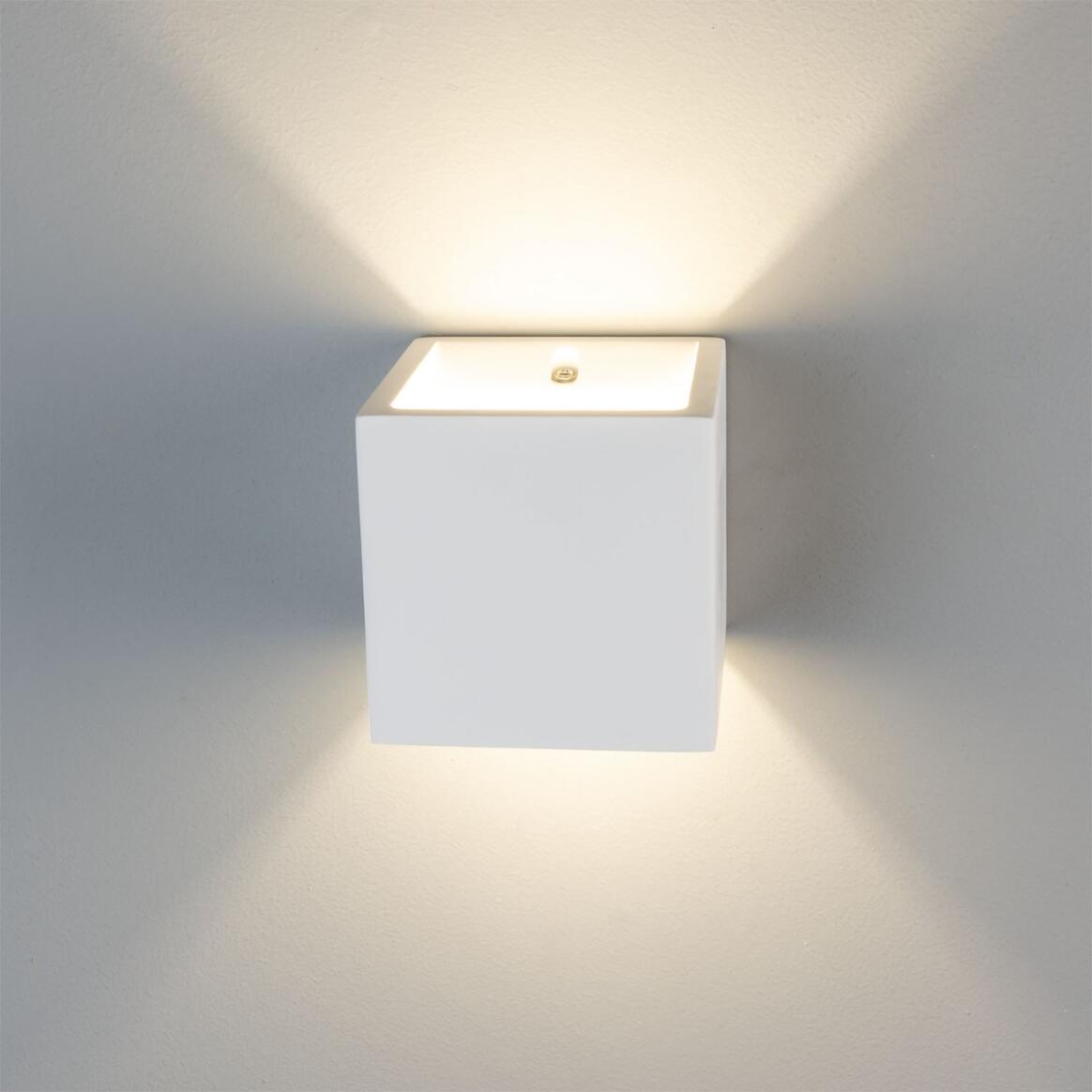 Mullan - Lisbon Up Down Cube Plaster Wall Light 11.5cm IP20 - White Finish