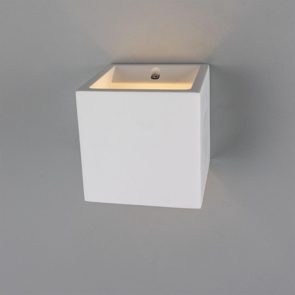 Mullan - Lisbon Up Down Cube Plaster Wall Light 11.5cm IP20 - White Finish