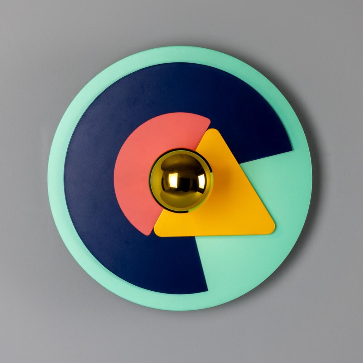 Mullan - Earth Colourful Disc Wall Light 40cm IP20 - Polished Brass Finish