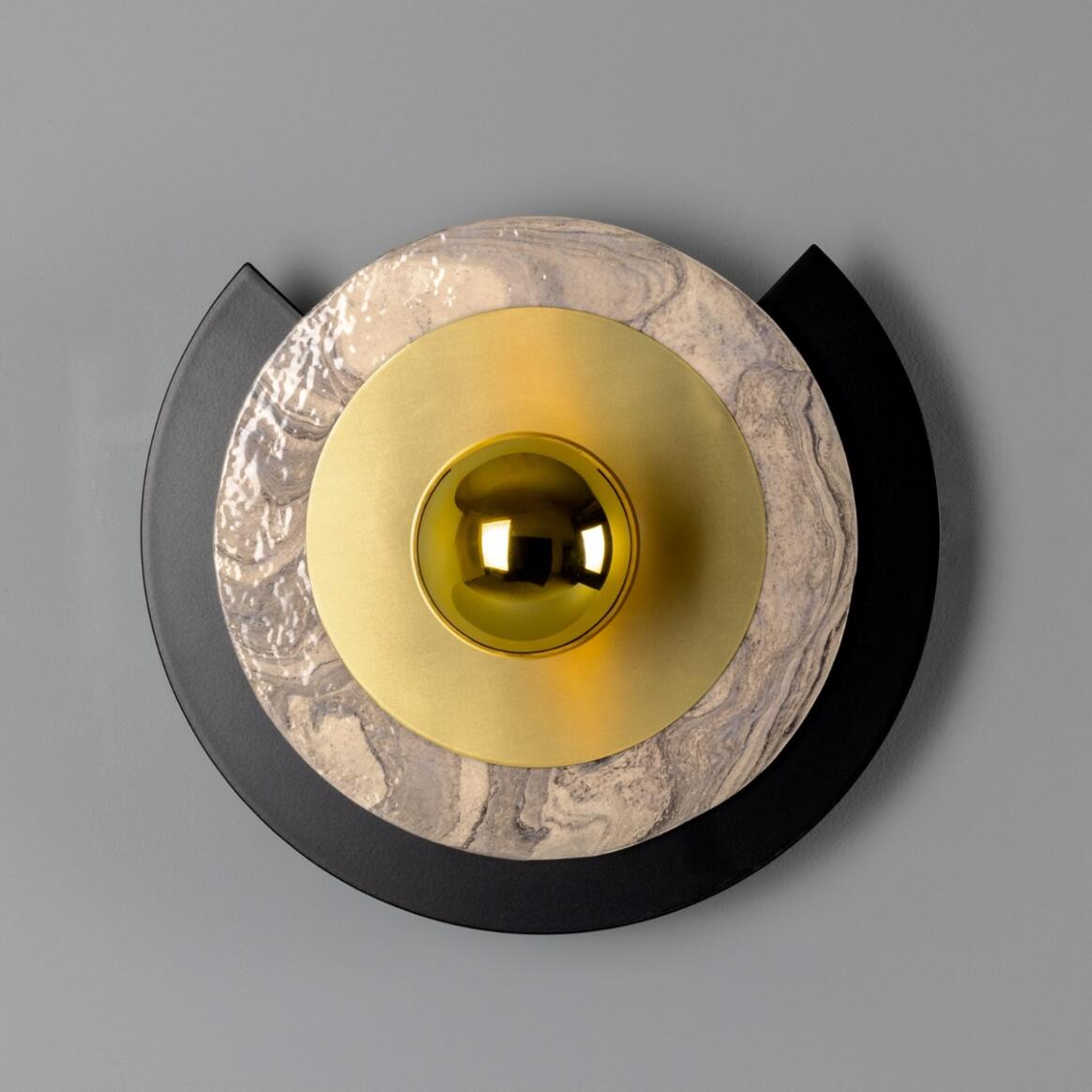 Mullan - Venus Contemporary Disc Wall Light 35cm IP20 - Polished Brass Finish