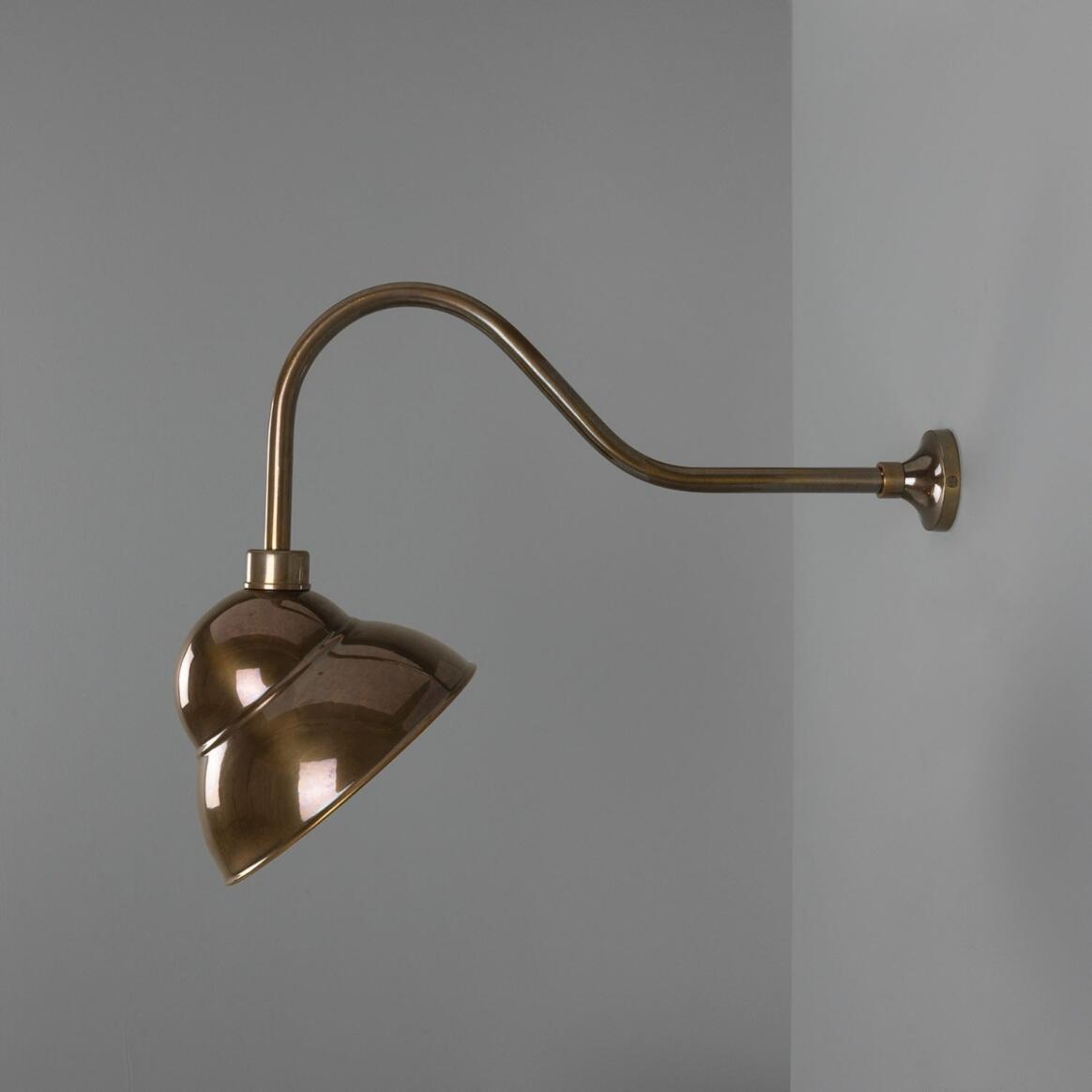 Mullan - Novo Vintage Swan Neck Sign Light 24cm IP23 - Antique Brass Finish