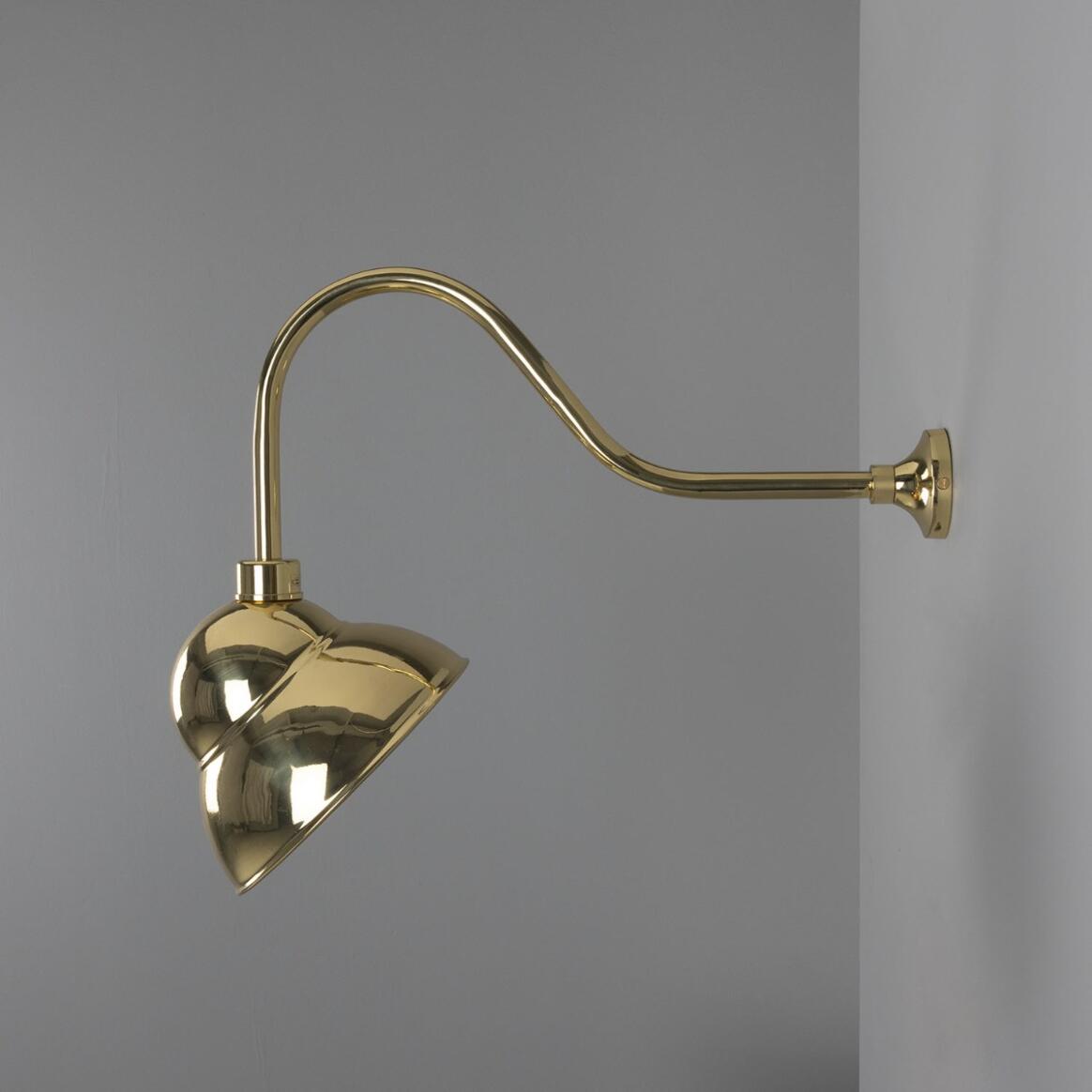 Mullan - Novo Vintage Swan Neck Sign Light 24cm IP23 - Polished Brass Finish - Indoor Only