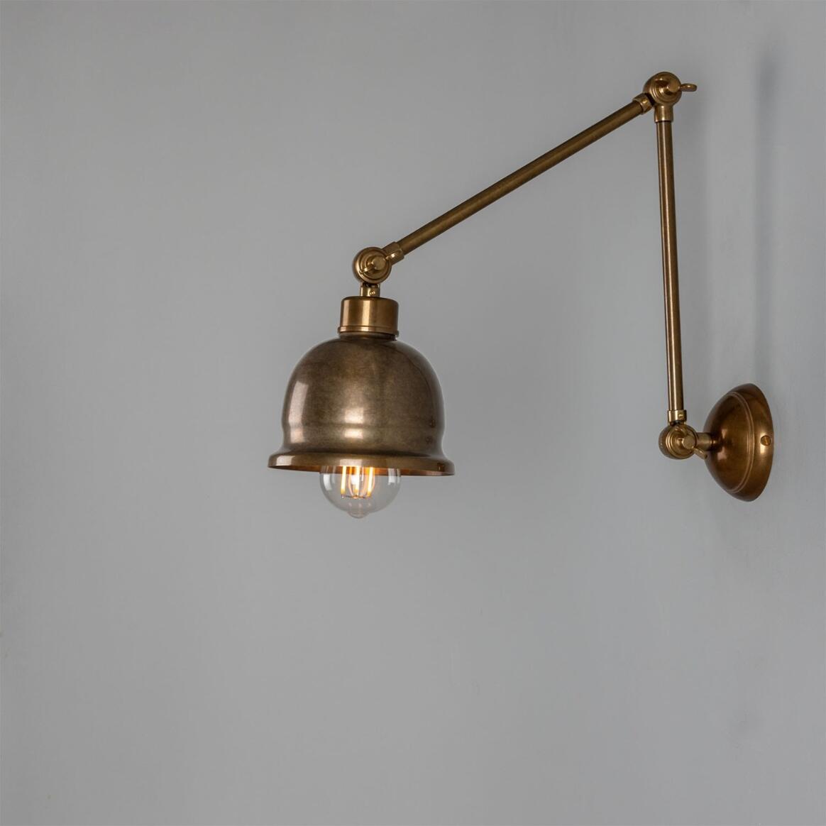 Mullan - Dale Vintage Adjustable Brass Picture Light 15cm IP20 - Antique Brass Finish
