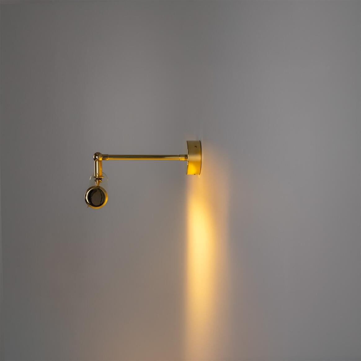 Mullan - Galle Fixed-Arm Solid Brass Picture Light 35.5cm IP65 - Natural Brass Finish