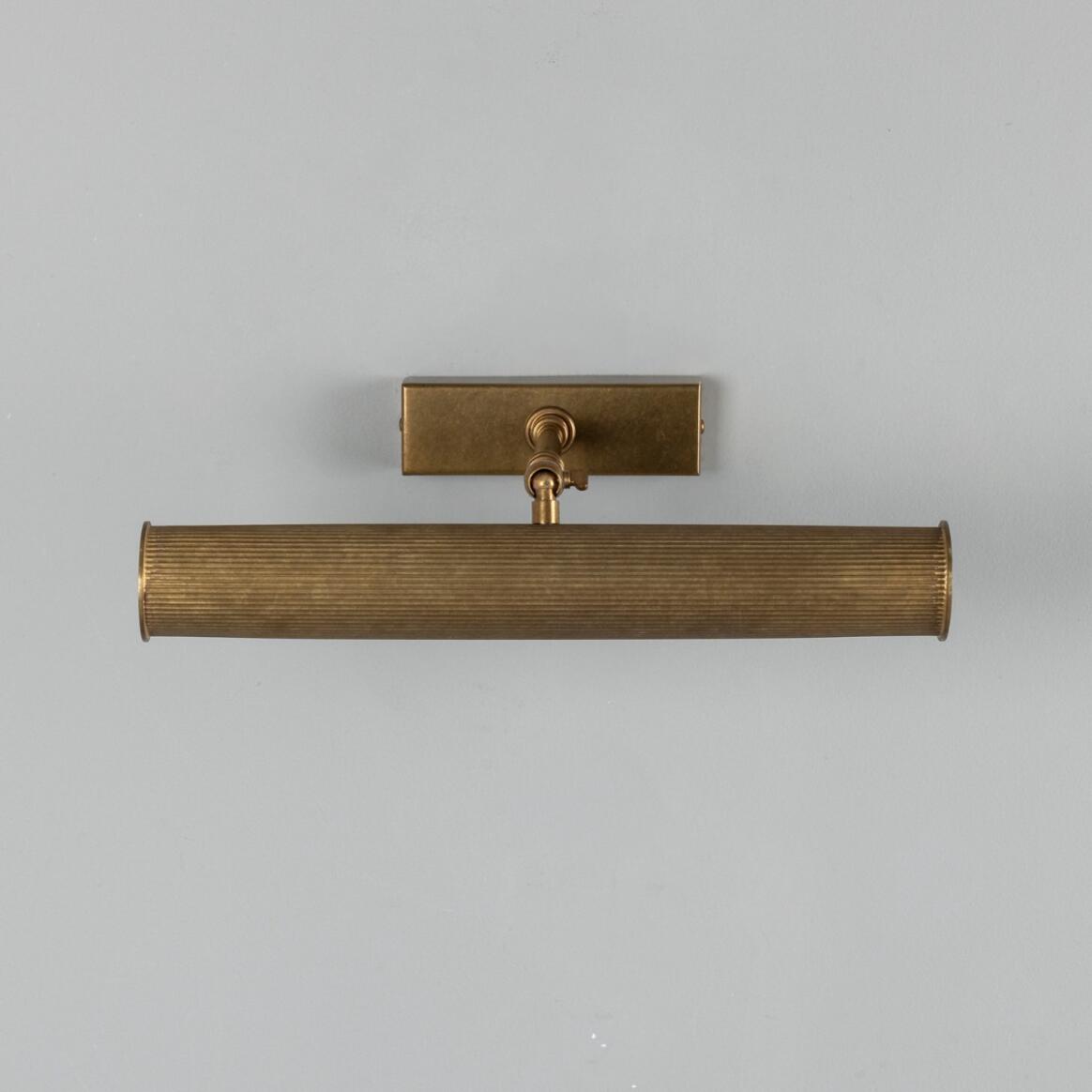 Mullan - Cambridge Adjustable Reeded Brass Picture Light 35.5cm IP20 - Antique Brass Finish