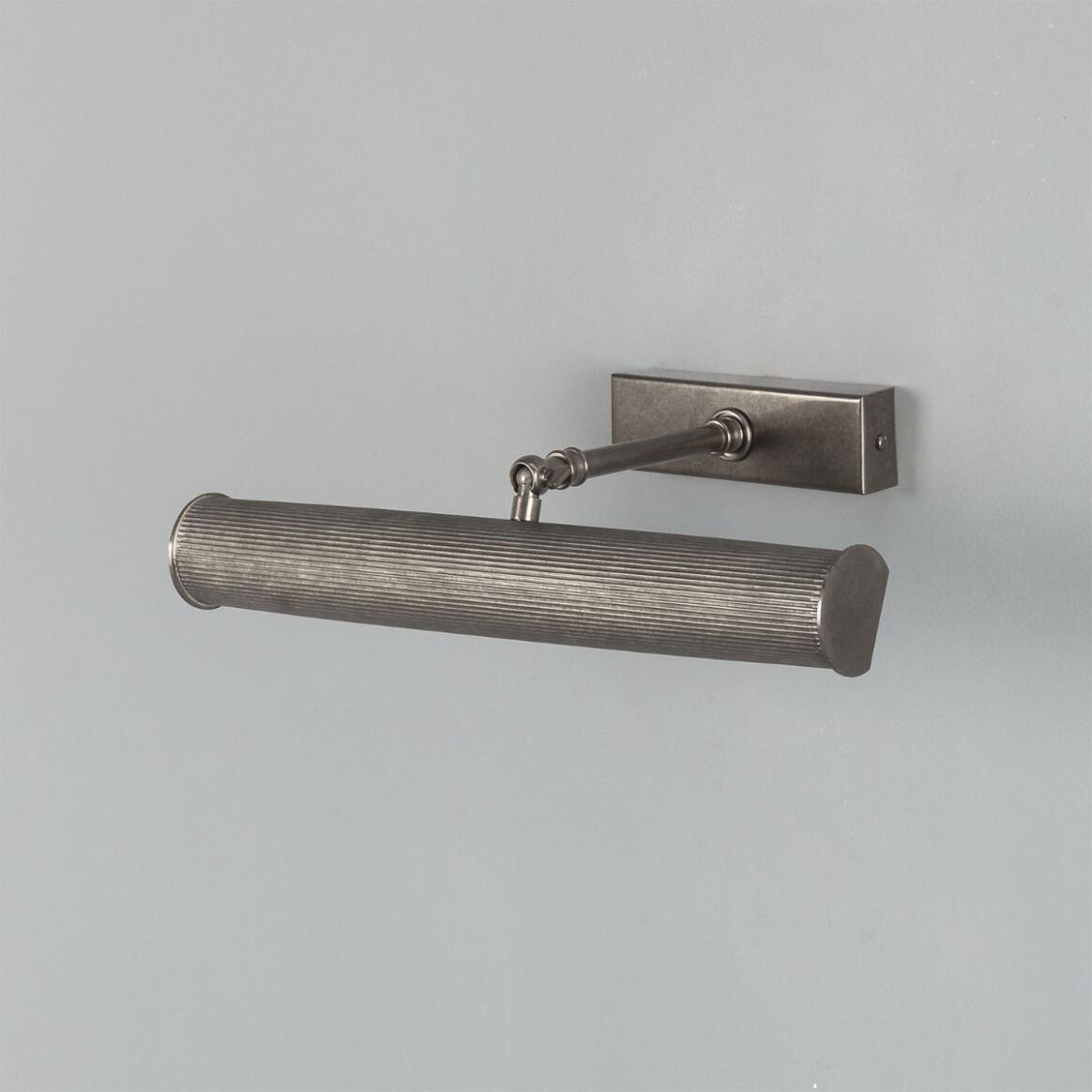 Mullan - Cambridge Adjustable Reeded Brass Picture Light 35.5cm IP20 - Antique Silver Finish