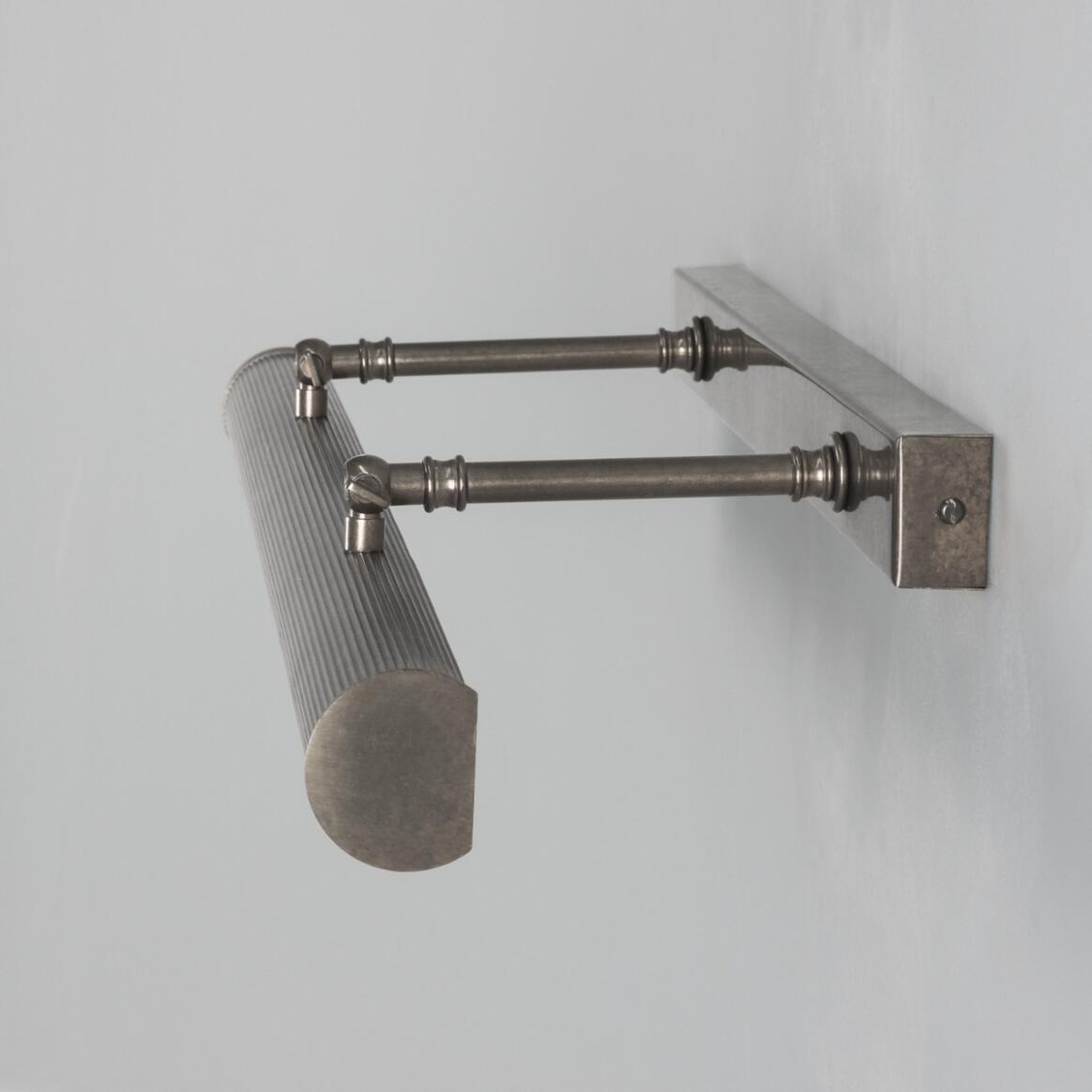 Mullan - Cambridge Adjustable Reeded Brass Picture Light 60.5cm IP20 - Antique Silver Finish