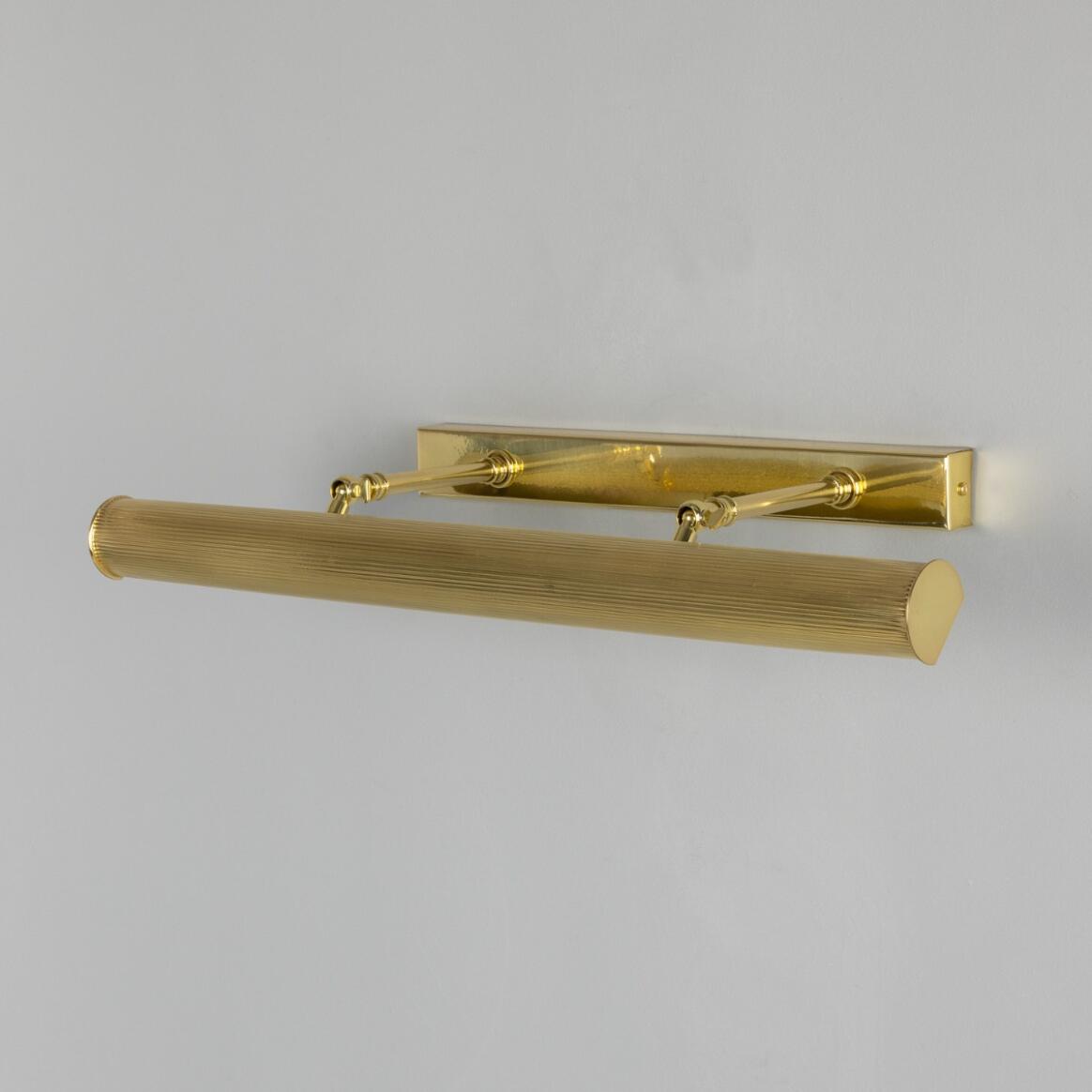 Mullan - Cambridge Adjustable Reeded Brass Picture Light 60.5cm IP20 - Polished Brass Finish