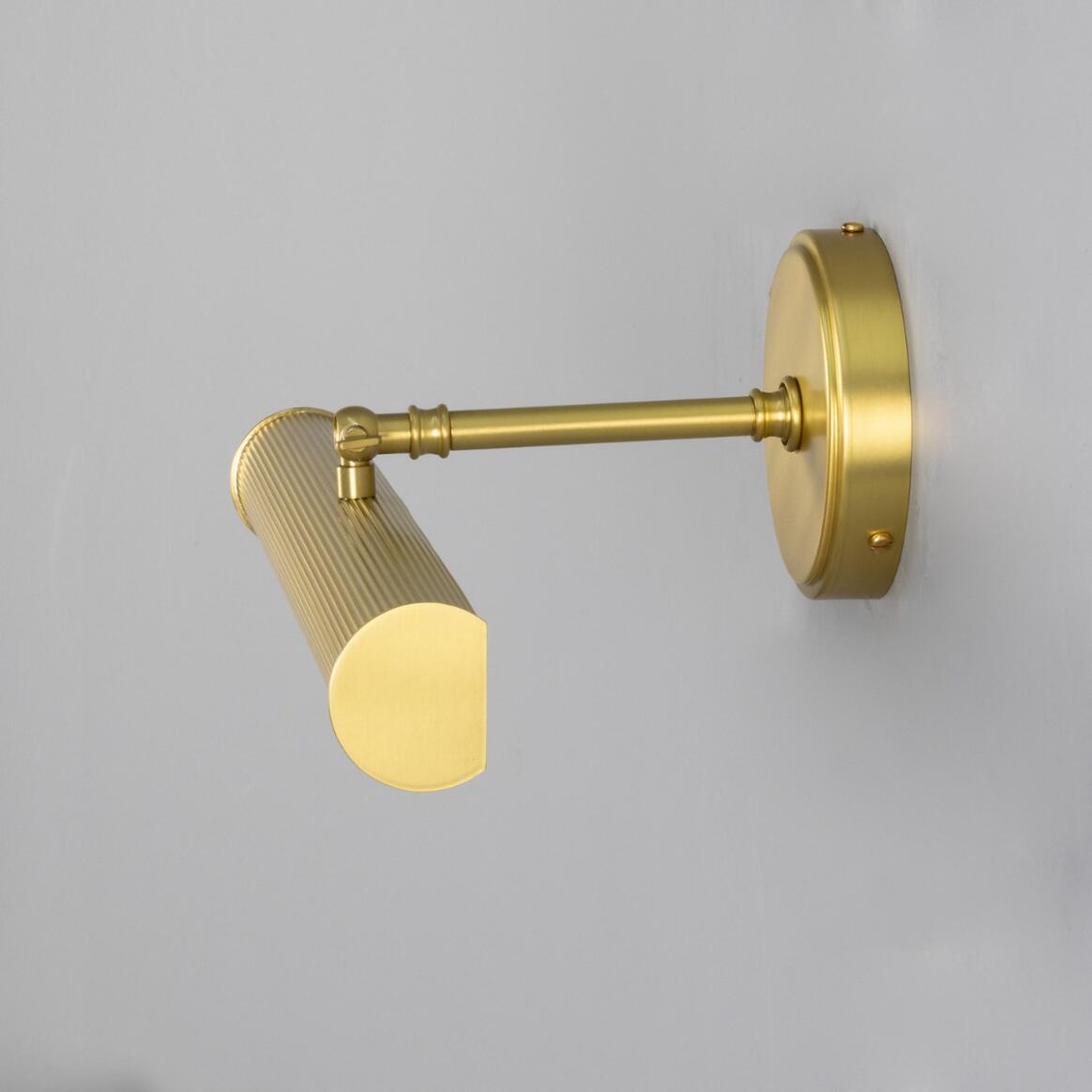 Mullan - Bilbury Adjustable Reeded Brass Picture Light 35.5cm IP20 - Satin Brass Finish
