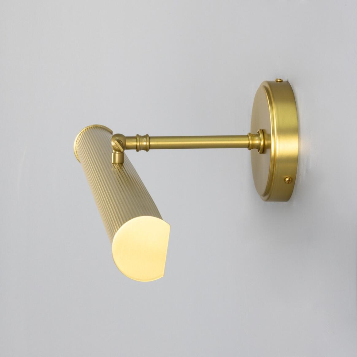 Mullan - Bilbury Adjustable Reeded Brass Picture Light 50.5cm IP20 - Satin Brass Finish
