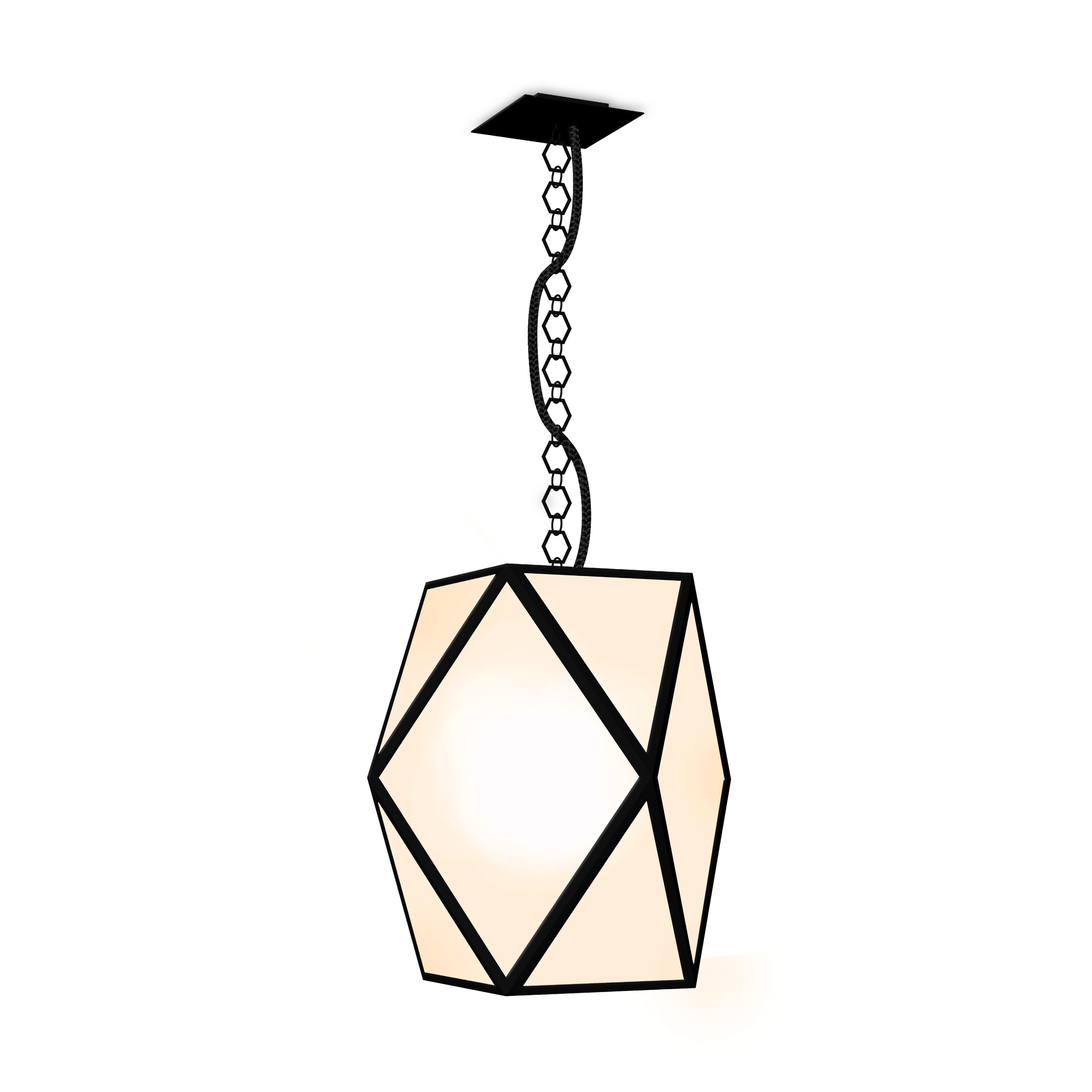 Contardi Lighting Muse Suspension Floor Lamp - Large - Matt Black Lacquered Black braided leather handle - Satin acrylic