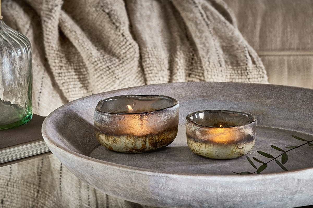 Nkuku - Janka Tealight Holders - Charcoal (Set of 2)