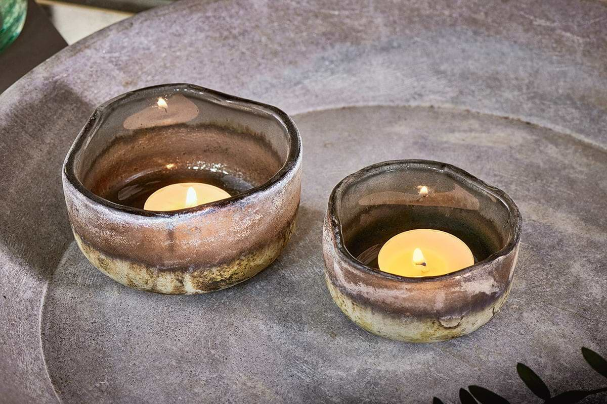 Nkuku - Janka Tealight Holders - Charcoal (Set of 2)
