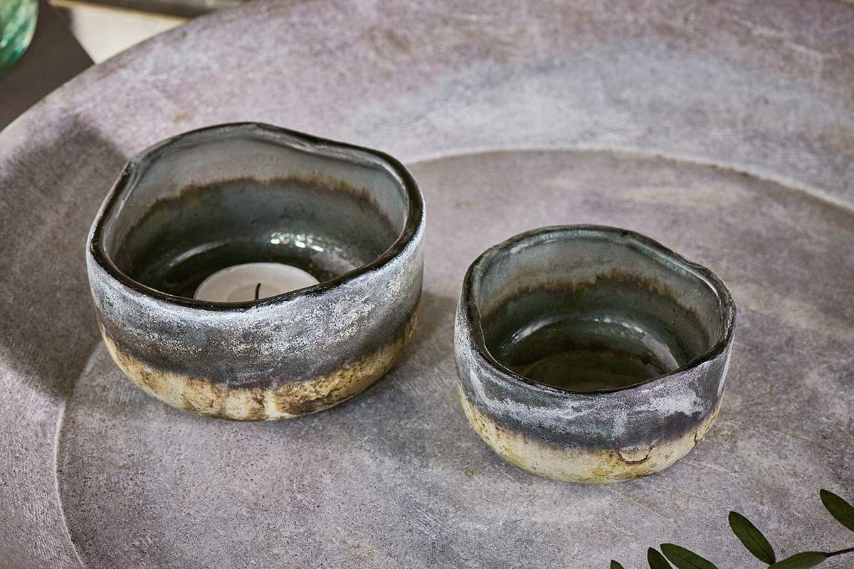 Nkuku - Janka Tealight Holders - Charcoal (Set of 2)