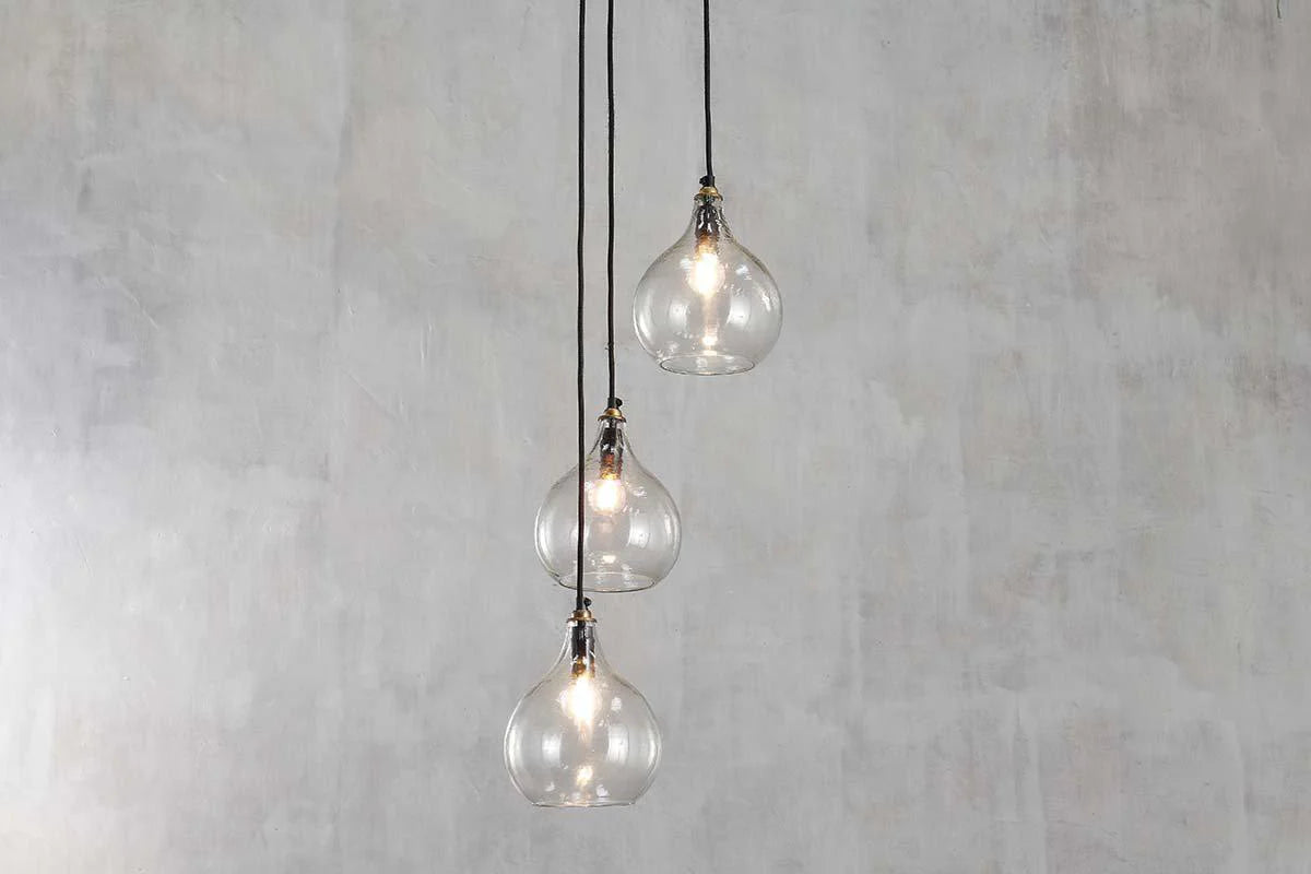 Nkuku Ziva Recycled Glass 3 Piece Cluster Pendant