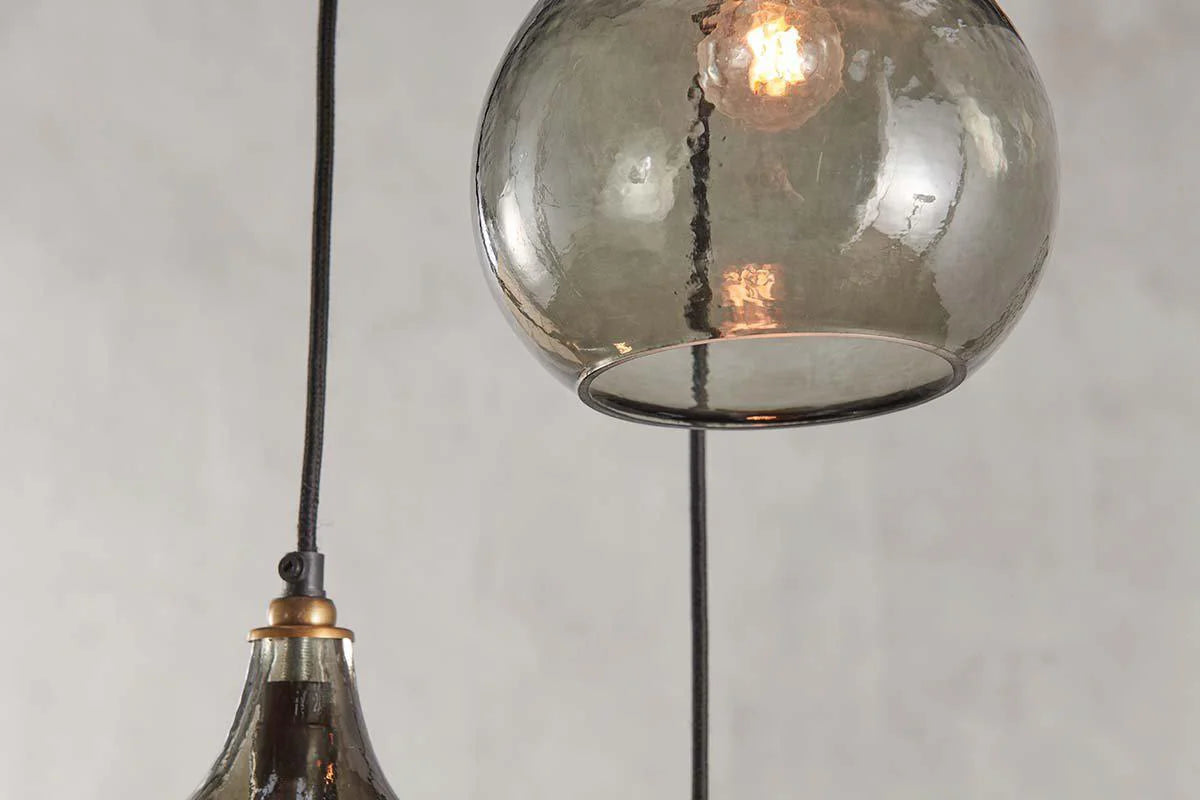 Nkuku Ziva Recycled Glass 3 Piece Cluster Pendant