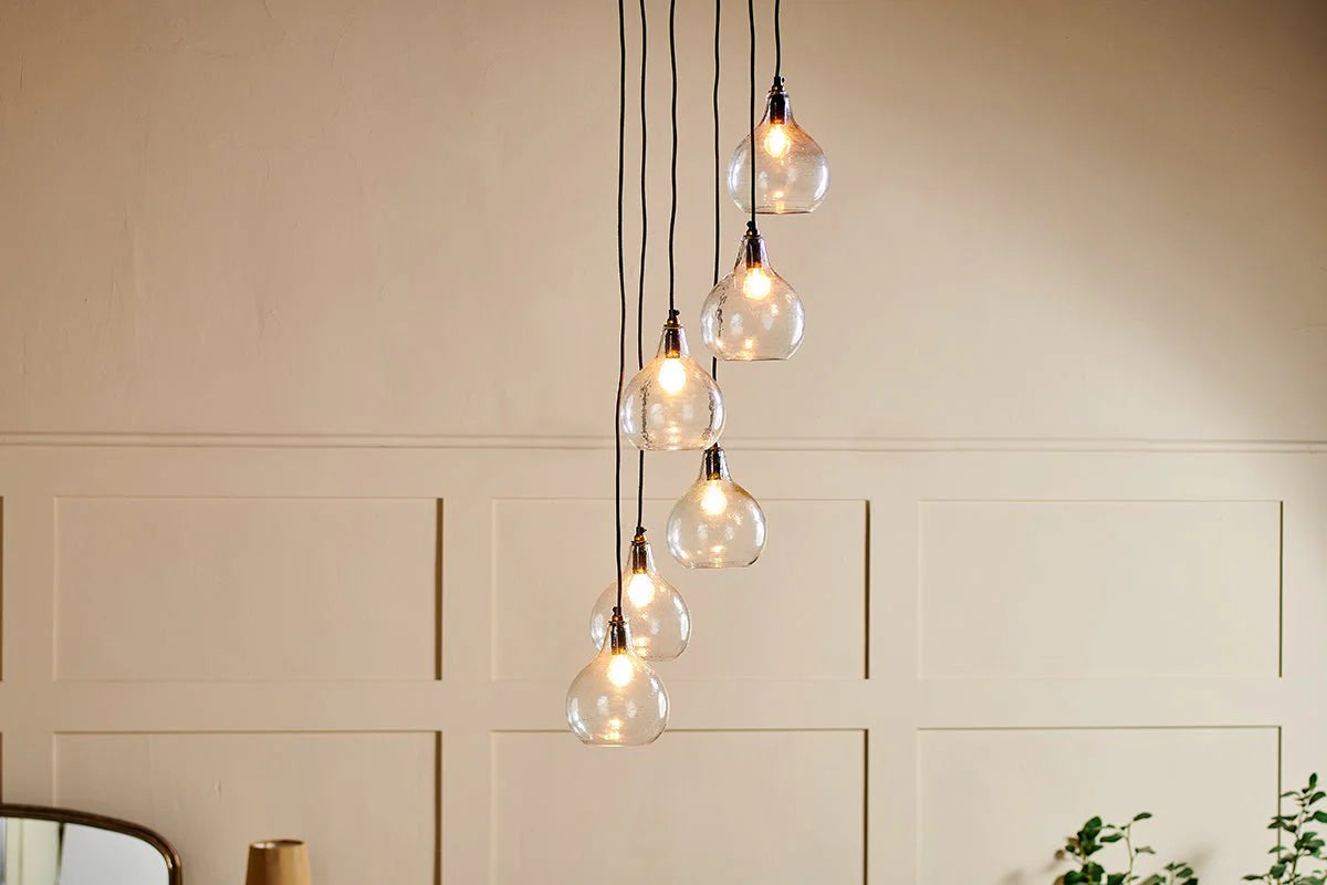 Nkuku Ziva Statement Recycled Glass 6 Piece Cluster Pendant