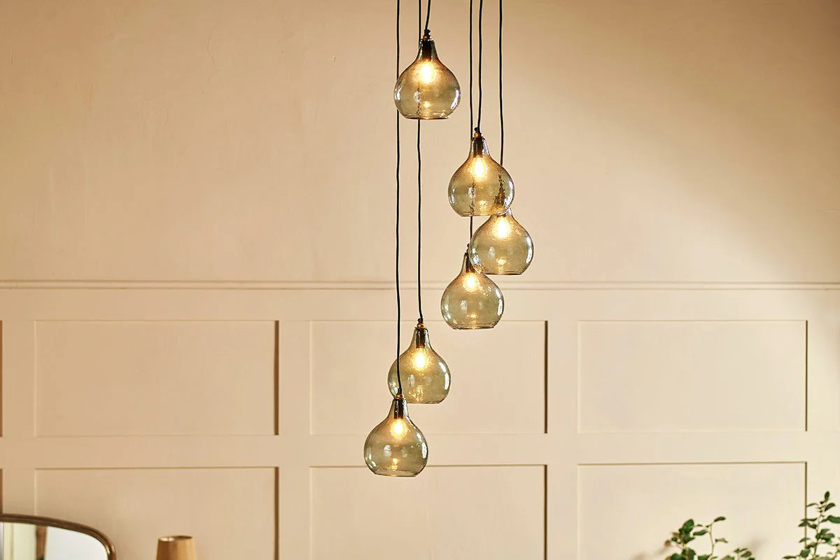 Nkuku Ziva Statement Recycled Glass 6 Piece Cluster Pendant