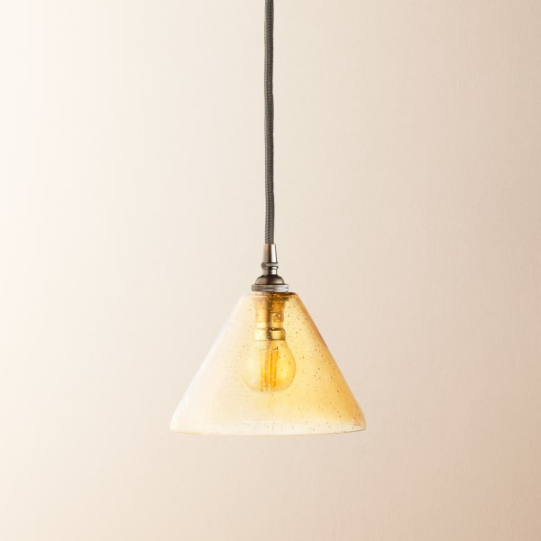 Pooky - Hazelette Pendant Light Shade - Amber Bubble Glass