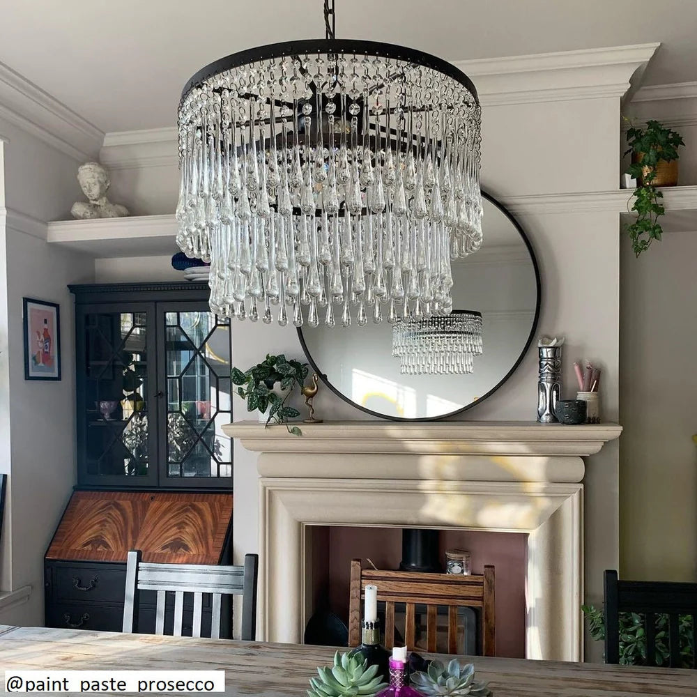 Pooky Larger Rita Chandelier with Clear Blown Glass Droplets