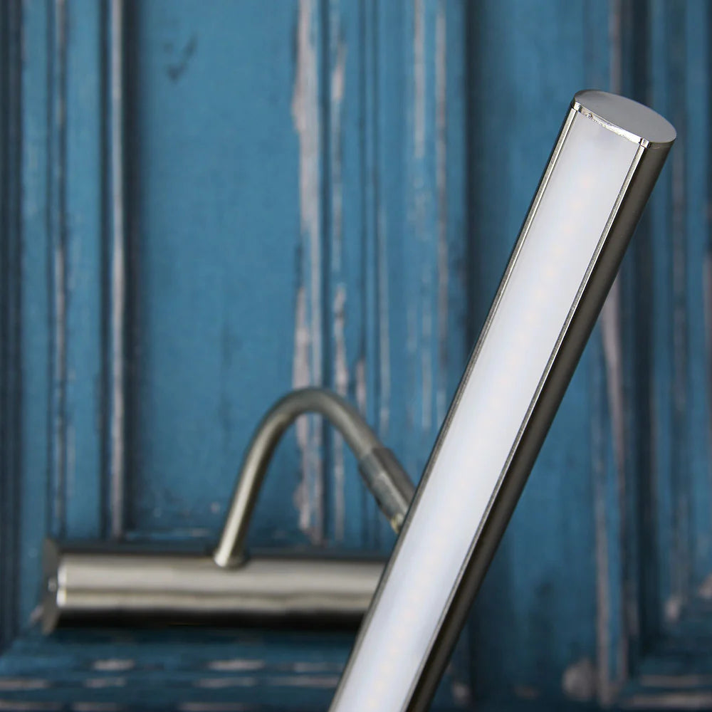 Pooky Smaller Turner Picture Wall Light in brushed chrome finish