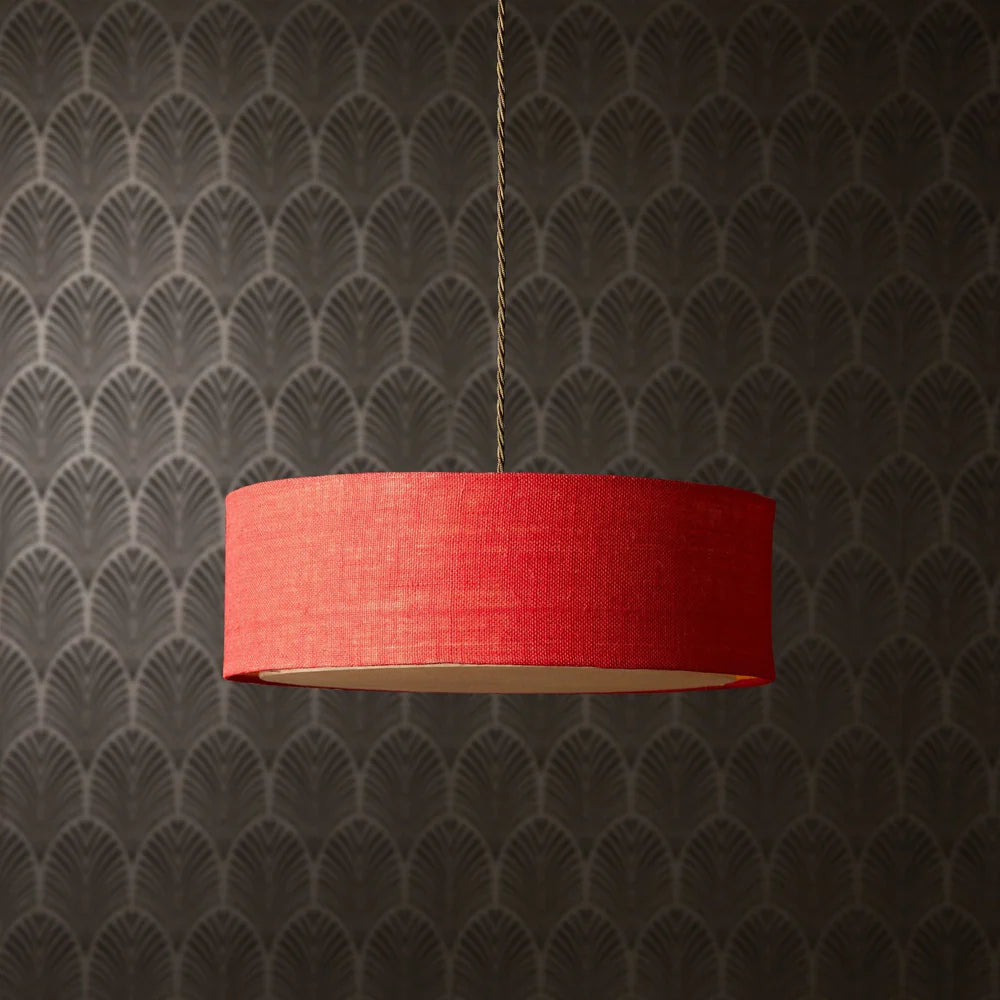 Pooky Smaller Jute Pendant in Red with baffle