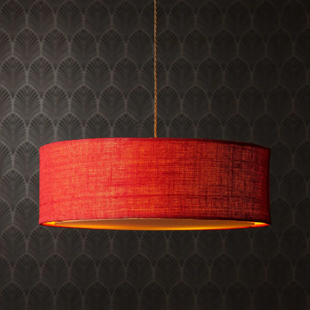 Pooky Larger Jute Pendant in Red with baffle
