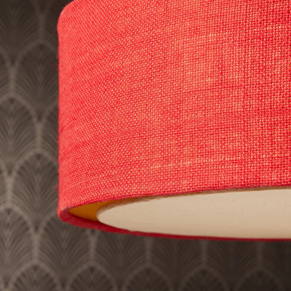 Pooky Larger Jute Pendant in Red with baffle