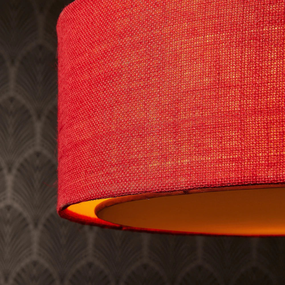 Pooky Larger Jute Pendant in Red with baffle