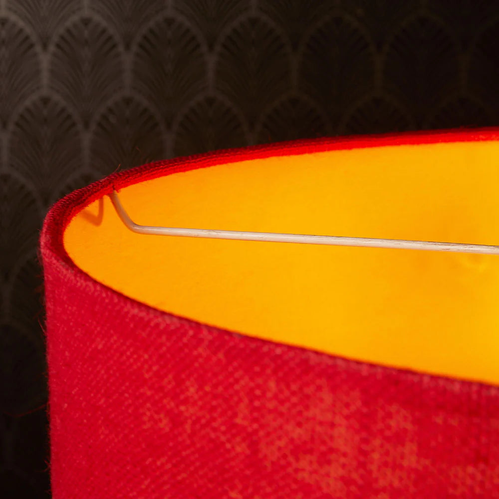 Pooky Larger Jute Pendant in Red with baffle